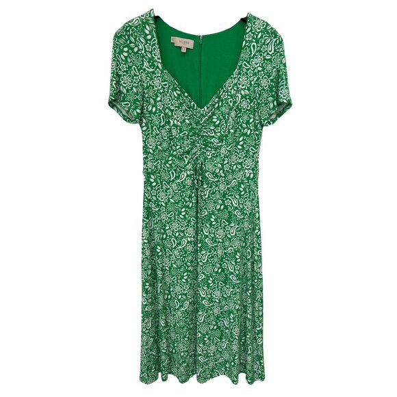 Hobbs London Suzannah Midi Dress Size 6 Floral Print Cinched V Neck Short Sleeve - Picture 2 of 10